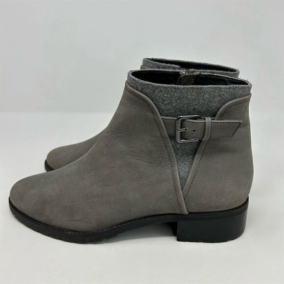 Caslon Oaklee Women's Gray Leather Ankle Booties Size 9 Water Resistant Casual - Picture 6 of 13